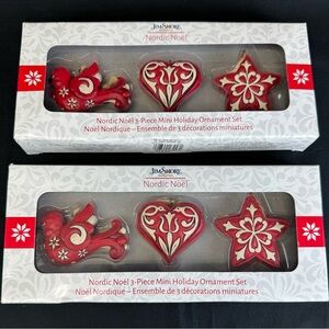 2 Jim Shore Heartwood Creek Nordic Noel Star Heart Cardinal Ornament 3 Piece Set